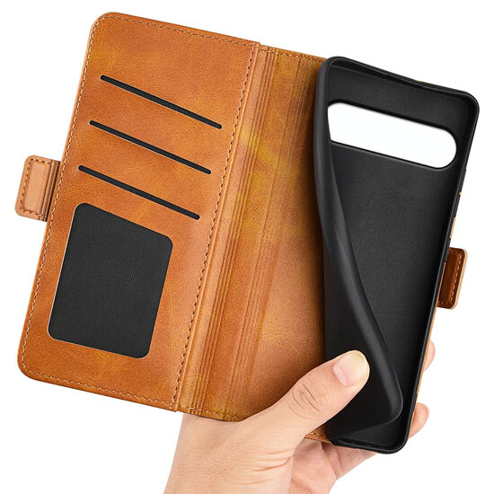 Sony Xperia 10 VII Hoesje - MobyDefend Luxe Wallet Book Case (Sluiting Zijkant) - Lichtbruin