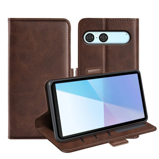 Sony Xperia 10 VII Hoesje - MobyDefend Luxe Wallet Book Case (Sluiting Zijkant) - Bruin