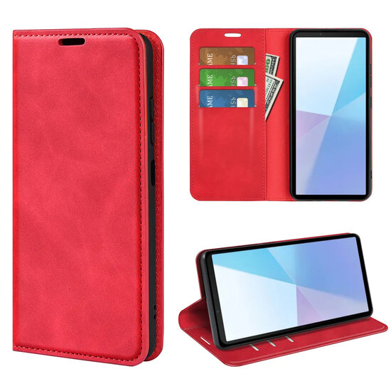 Sony Xperia 10 VII Hoesje - MobyDefend Luxe Wallet Bookcase (Magnetische Sluiting) - Rood