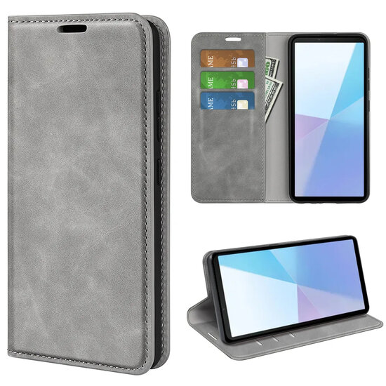 Sony Xperia 10 VII Hoesje - MobyDefend Luxe Wallet Bookcase (Magnetische Sluiting) - Grijs