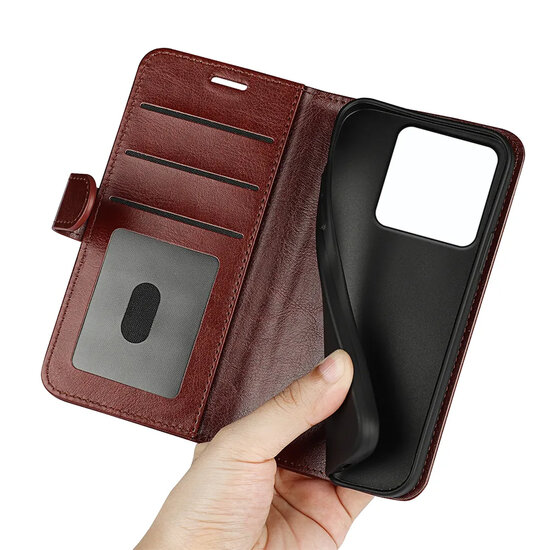 Xiaomi 15T Hoesje - MobyDefend Wallet Book Case (Sluiting Achterkant) - Bruin