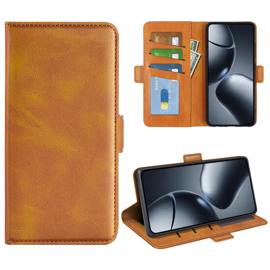 Xiaomi 15T Hoesje - MobyDefend Luxe Wallet Book Case (Sluiting Zijkant) - Lichtbruin