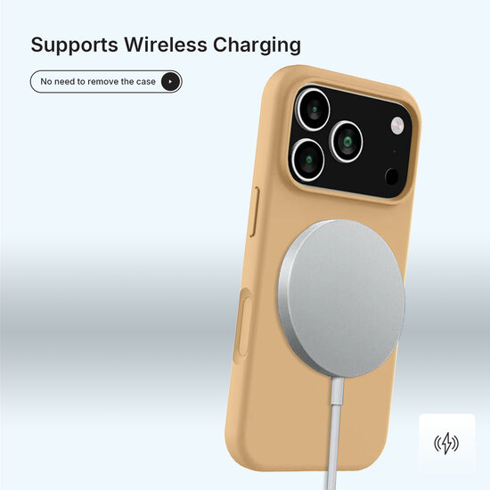 iPhone 17 Pro Hoesje - MobyDefend Matte Siliconen Backcover - Licht Oker