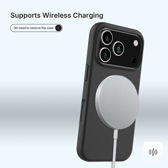 iPhone 17 Pro Max Hoesje - MobyDefend Matte Siliconen Backcover - Zwart