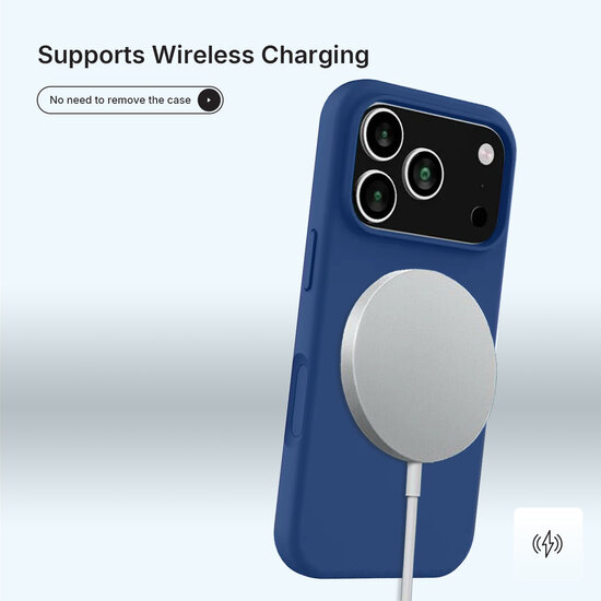 iPhone 17 Pro Max Hoesje - MobyDefend Matte Siliconen Backcover - Blauw