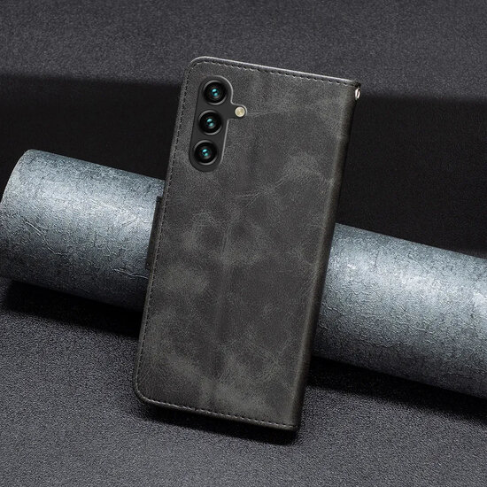 Samsung Galaxy S25 FE Hoesje - MobyDefend Wallet Book Case Met Koord - Zwart