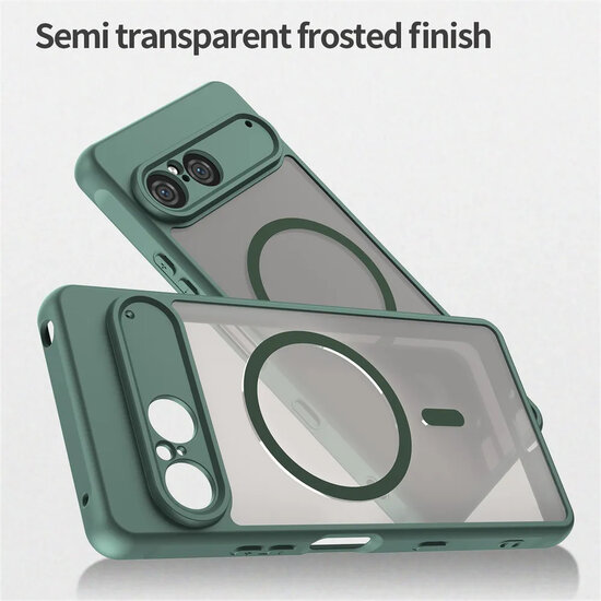 Sony Xperia 10 VII Hoesje - MobyDefend MagSafe Case Mat Transparant Met Gekleurde Rand - Groen