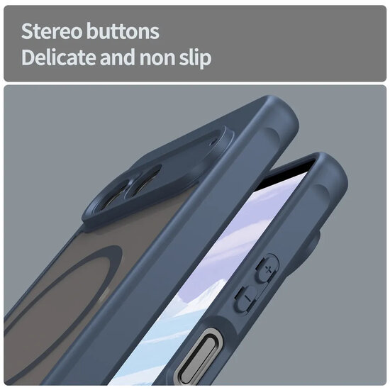 Sony Xperia 10 VII Hoesje - MobyDefend MagSafe Case Mat Transparant Met Gekleurde Rand - Blauw