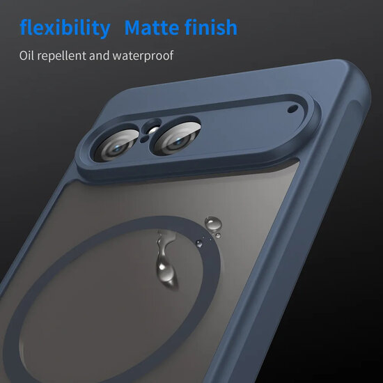 Sony Xperia 10 VII Hoesje - MobyDefend MagSafe Case Mat Transparant Met Gekleurde Rand - Blauw