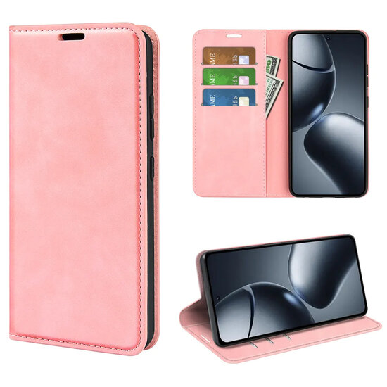 Xiaomi 15T Pro Hoesje - MobyDefend Luxe Wallet Bookcase (Magnetische Sluiting) - Roze