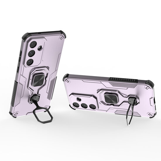 Samsung Galaxy S25 FE Hoesje - MobyDefend Dubbelgelaagde Pantsercase Met Standaard - Roze