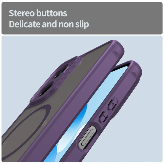 Motorola Moto G06&nbsp;/&nbsp;Motorola Moto G06 Power Hoesje - MobyDefend MagSafe Case Mat Transparant Met Gekleurde Rand - Paars