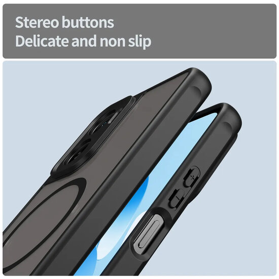 Motorola Moto G06&nbsp;/&nbsp;Motorola Moto G06 Power Hoesje - MobyDefend MagSafe Case Mat Transparant Met Gekleurde Rand - Zwart