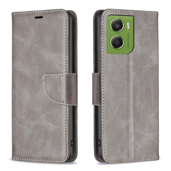 Motorola Moto G06 / Motorola Moto G06 Power Hoesje - MobyDefend Wallet Book Case Met Koord - Grijs
