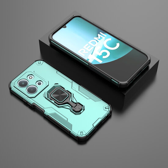Xiaomi Redmi 15C 5G Hoesje - MobyDefend Dubbelgelaagde Pantsercase Met Standaard - Turquoise