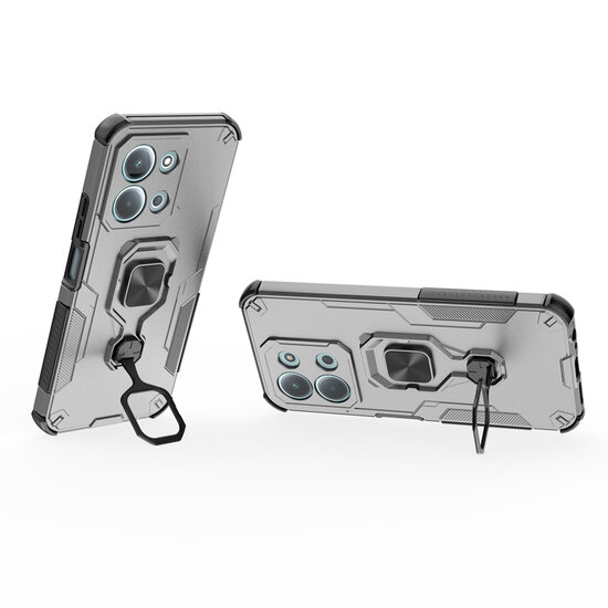 Xiaomi Redmi 15C 5G Hoesje - MobyDefend Dubbelgelaagde Pantsercase Met Standaard - Zilvergrijs