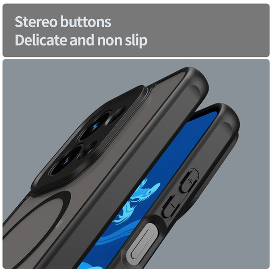 Xiaomi Redmi 15C 5G Hoesje - MobyDefend MagSafe Case Mat Transparant Met Gekleurde Rand - Zwart