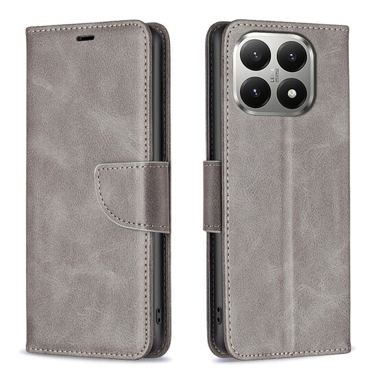 Xiaomi 15T Hoesje - MobyDefend Wallet Book Case Met Koord - Grijs