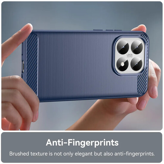 Xiaomi 15T Hoesje - MobyDefend TPU Backcover - Geborstelde Metaal &amp; Carbon-Look - Blauw