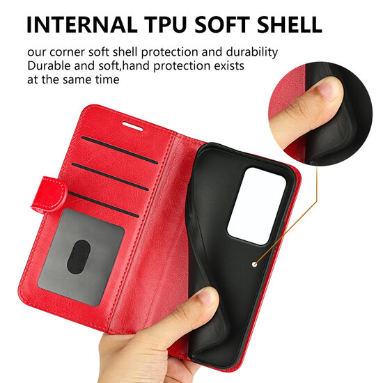 Xiaomi Redmi 15 5G Hoesje - MobyDefend Wallet Book Case (Sluiting Achterkant) - Rood