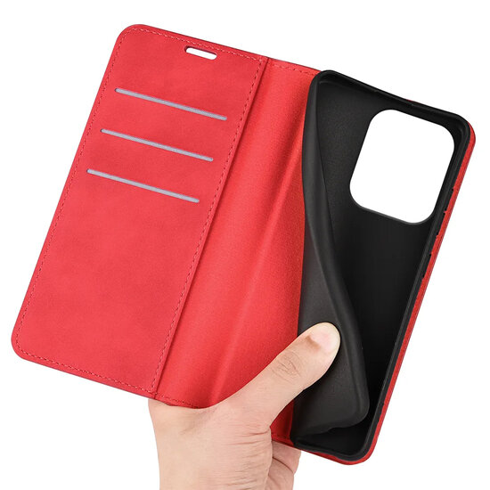 Xiaomi Redmi 15C 4G Hoesje - MobyDefend Luxe Wallet Bookcase (Magnetische Sluiting) - Rood