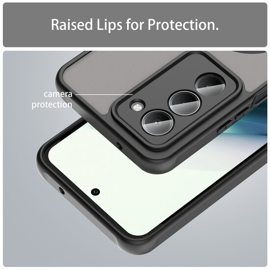 Xiaomi Redmi 15 5G Hoesje - MobyDefend MagSafe Case Mat Transparant Met Gekleurde Rand - Zwart