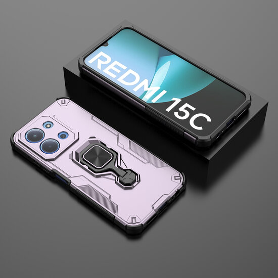 Xiaomi Redmi 15C 4G Hoesje - MobyDefend Dubbelgelaagde Pantsercase Met Standaard - Roze