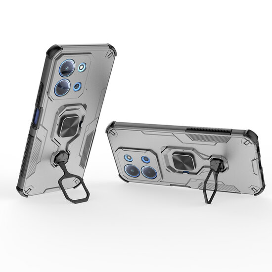 Xiaomi Redmi 15C 4G Hoesje - MobyDefend Dubbelgelaagde Pantsercase Met Standaard - Zilvergrijs