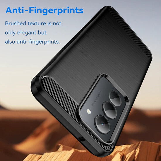 Xiaomi Redmi 15 5G Hoesje - MobyDefend TPU Backcover - Geborstelde Metaal &amp; Carbon-Look - Blauw