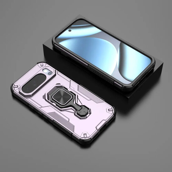 Google Pixel 10 / Google Pixel 10 Pro Hoesje - MobyDefend Dubbelgelaagde Pantsercase Met Standaard - Roze