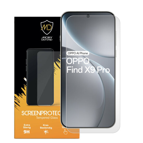 Oppo Find X9 Pro Screenprotector - MobyDefend Case-Friendly Screensaver - Gehard Glas