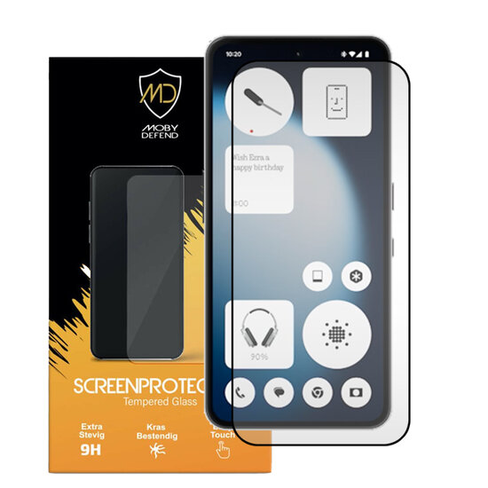 Nothing Phone (3a) Lite Screenprotector - MobyDefend Screensaver Met Zwarte Randen - Gehard Glas 