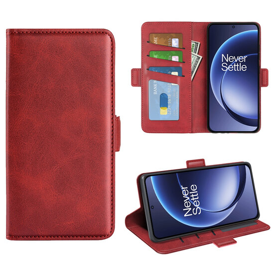 OnePlus 15 Hoesje - MobyDefend Luxe Wallet Book Case (Sluiting Zijkant) - Rood