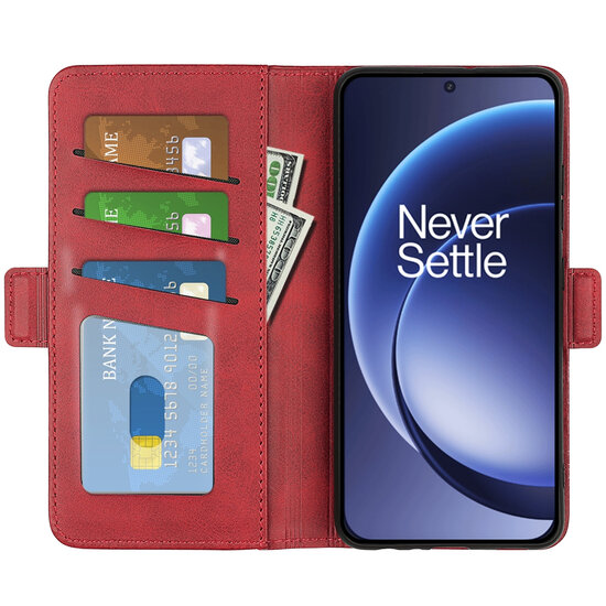 OnePlus 15 Hoesje - MobyDefend Luxe Wallet Book Case (Sluiting Zijkant) - Rood