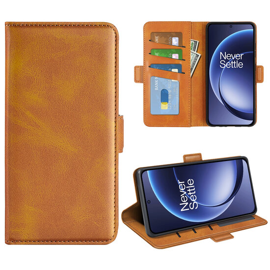OnePlus 15 Hoesje - MobyDefend Luxe Wallet Book Case (Sluiting Zijkant) - Lichtbruin