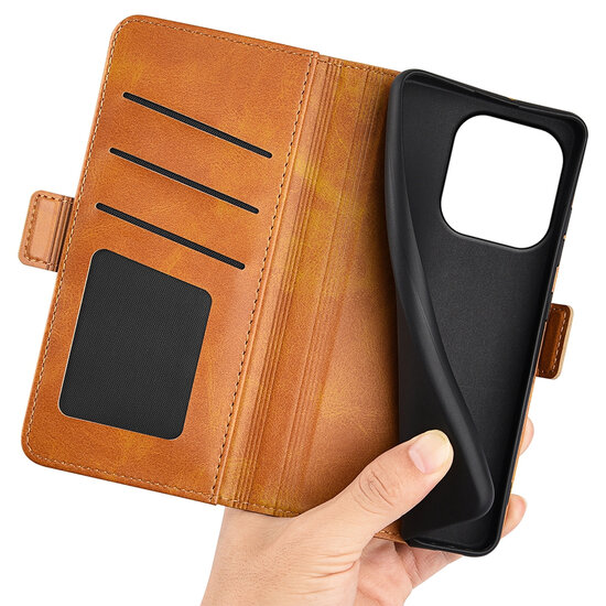 OnePlus 15 Hoesje - MobyDefend Luxe Wallet Book Case (Sluiting Zijkant) - Lichtbruin