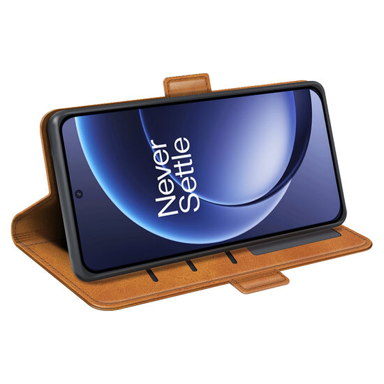 OnePlus 15 Hoesje - MobyDefend Luxe Wallet Book Case (Sluiting Zijkant) - Lichtbruin