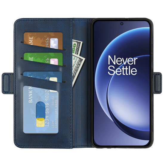 OnePlus 15 Hoesje - MobyDefend Luxe Wallet Book Case (Sluiting Zijkant) - Blauw