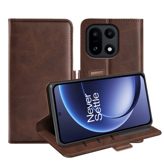 OnePlus 15 Hoesje - MobyDefend Luxe Wallet Book Case (Sluiting Zijkant) - Bruin