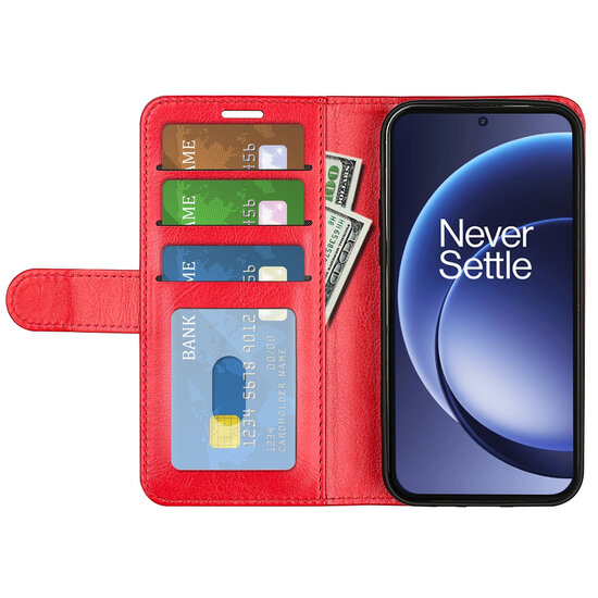 OnePlus 15 Hoesje - MobyDefend Wallet Book Case (Sluiting Achterkant) - Rood