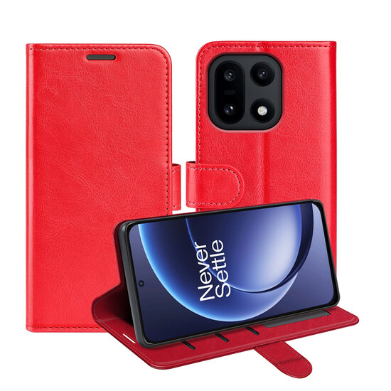 OnePlus 15 Hoesje - MobyDefend Wallet Book Case (Sluiting Achterkant) - Rood