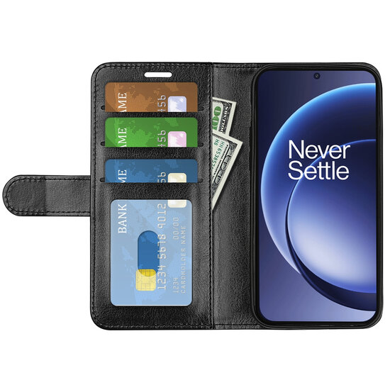 OnePlus 15 Hoesje - MobyDefend Wallet Book Case (Sluiting Achterkant) - Zwart