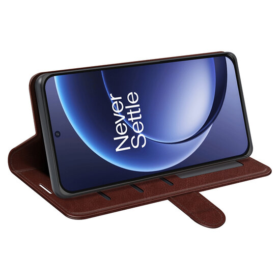 OnePlus 15 Hoesje - MobyDefend Wallet Book Case (Sluiting Achterkant) - Bruin