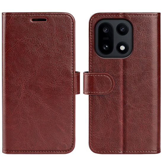 OnePlus 15 Hoesje - MobyDefend Wallet Book Case (Sluiting Achterkant) - Bruin