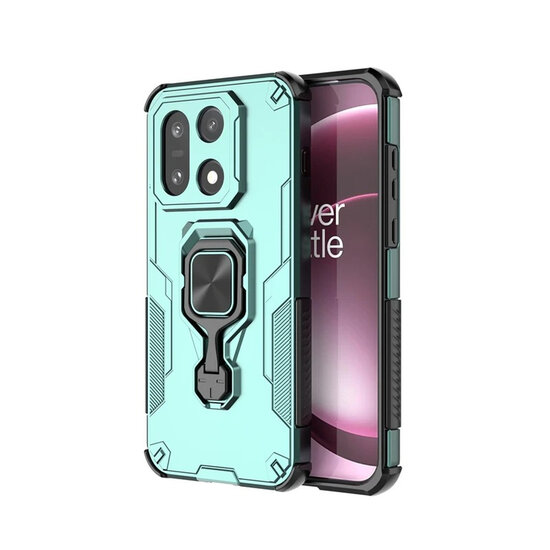 OnePlus 15 Hoesje - MobyDefend Dubbelgelaagde Pantsercase Met Standaard - Turquoise