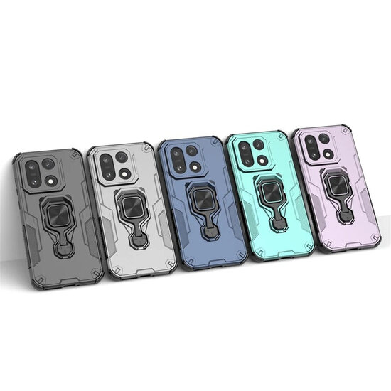 OnePlus 15 Hoesje - MobyDefend Dubbelgelaagde Pantsercase Met Standaard - Blauw