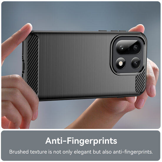 OnePlus 15 Hoesje - MobyDefend TPU Backcover - Geborstelde Metaal &amp; Carbon-Look - Blauw