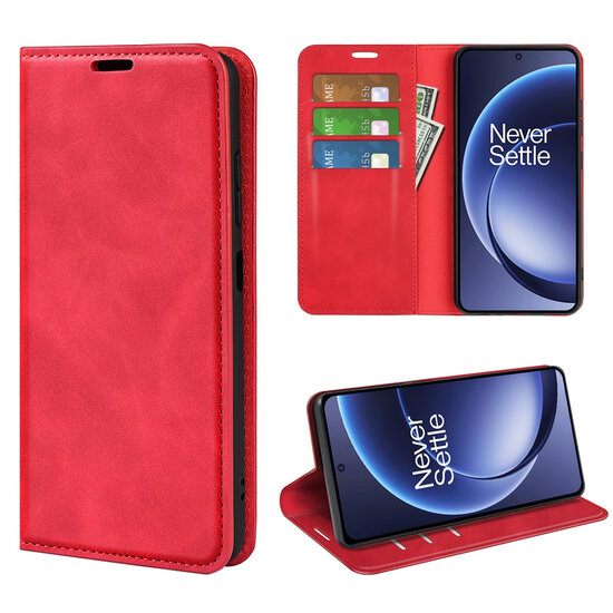OnePlus 15 Hoesje - MobyDefend Luxe Wallet Bookcase (Magnetische Sluiting) - Rood