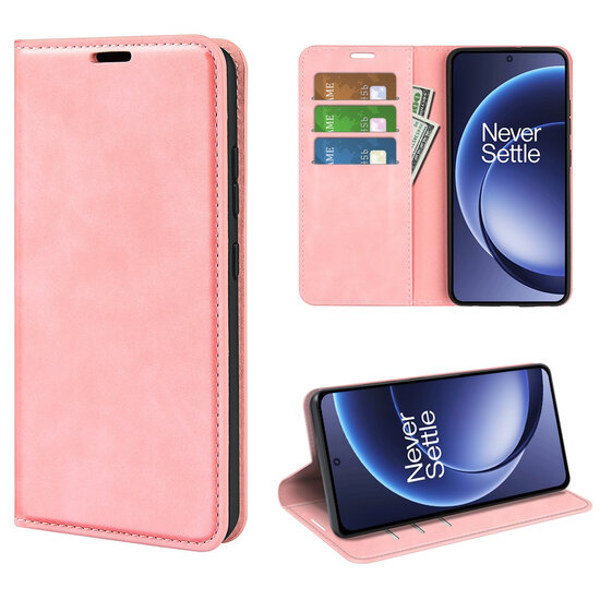 OnePlus 15 Hoesje - MobyDefend Luxe Wallet Bookcase (Magnetische Sluiting) - Roze