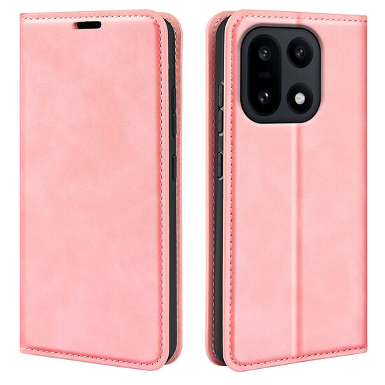 OnePlus 15 Hoesje - MobyDefend Luxe Wallet Bookcase (Magnetische Sluiting) - Roze